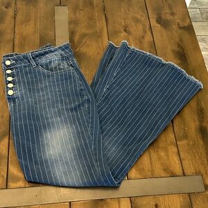 Women's Blue Striped Jeans